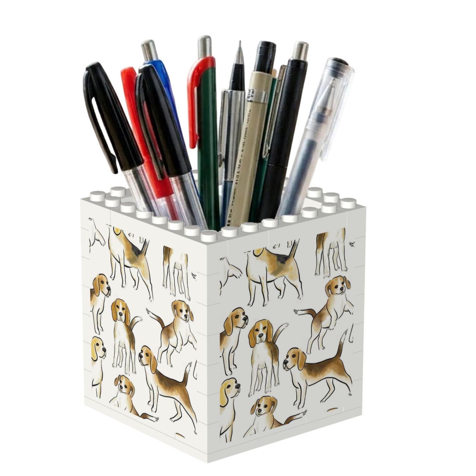 Poadnly Watercolor Beagle Dog Breed, Pen Pot Pencil Holder for Office Home School, Compact Desk Organiser for Office Stationery