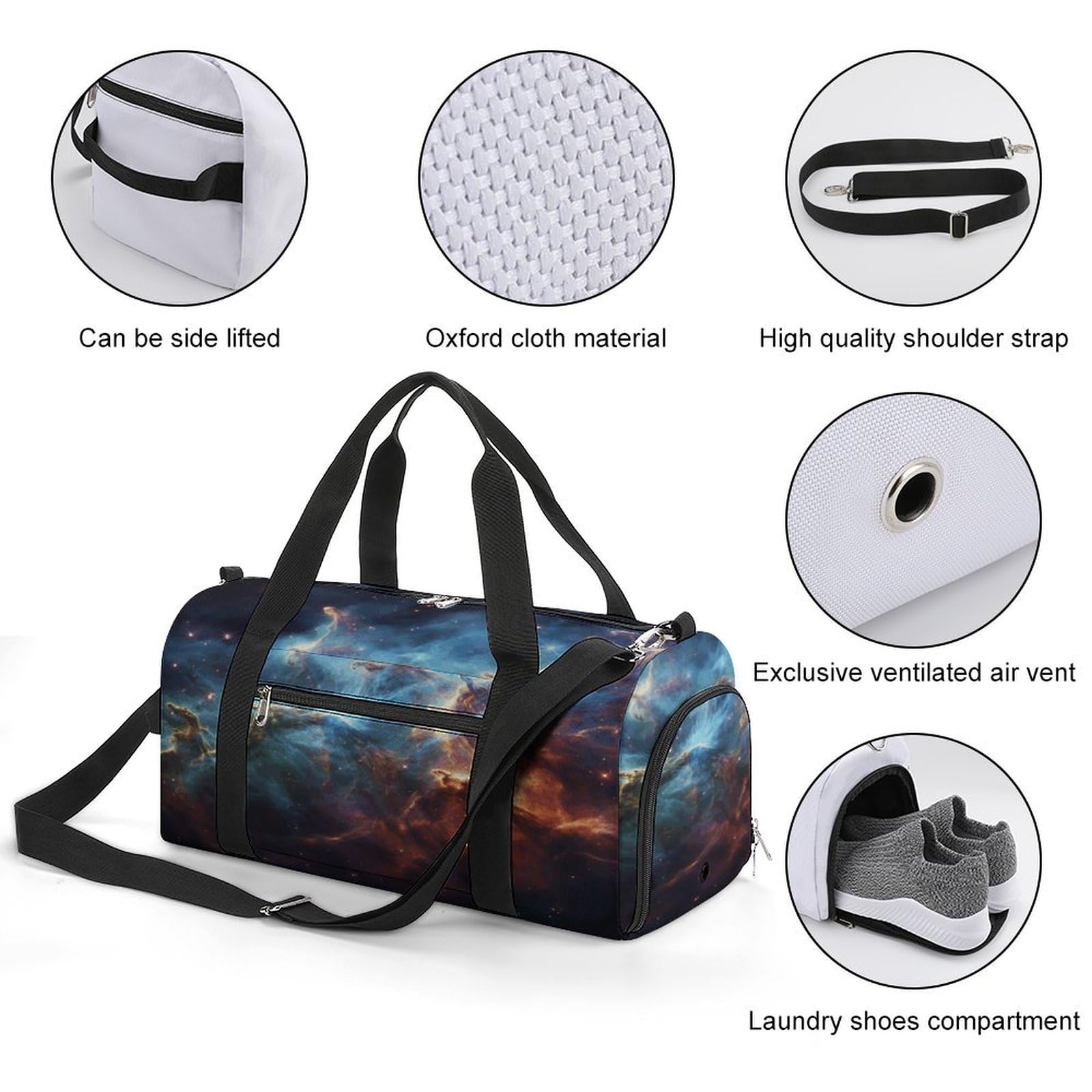 Turnbeutel für Damen und Herren, Universum, Galaxie, Weltraumdruck, wiederverwendbar, Turnbeutel mit Schuhfach, Stil, Einheitsgröße, modern, Stil:, Einheitsgröße, Modern