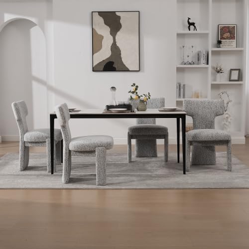 Set di 2 poltrone imbottite, con rivestimento in ciniglia e struttura in legno massello, sedia con anima a molle e schienale galleggiante, poltrona senza braccioli per soggiorno, sala da pranzo
