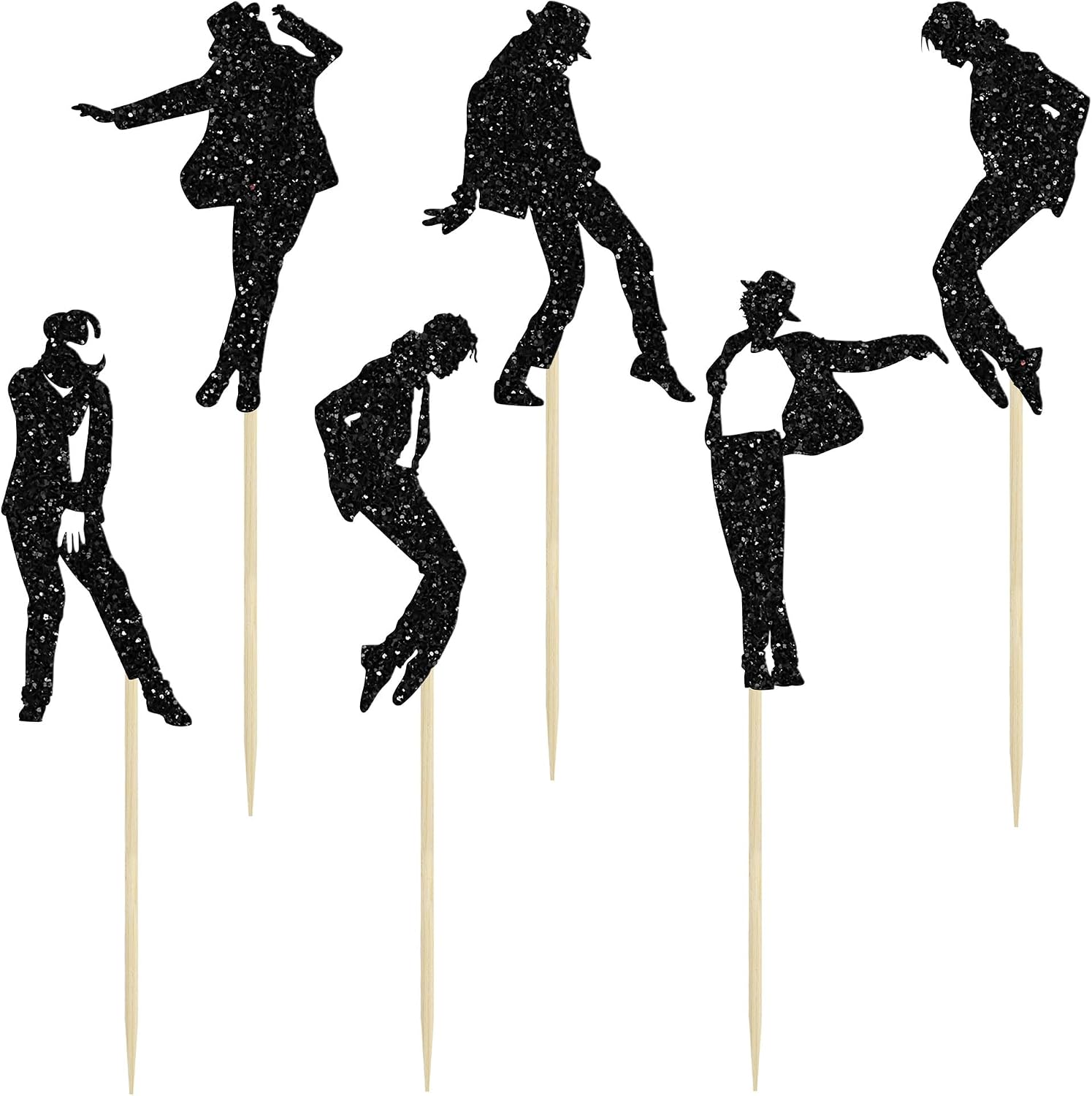 Gyufise 24Pcs Dance King Cupcake Toppers Glitter Jazz Dancers Happy Birthday Cupcake Toppers Dance Theme Birthday Cupcake Picks for Anniversary Party Cake Decorations