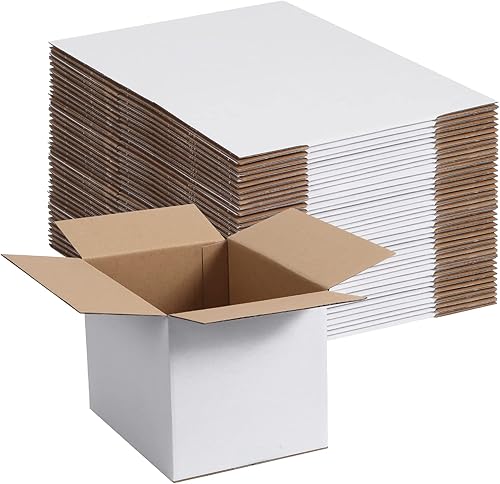 Paquete de 40 cajas de envío pequeñas de 8 x 6 x 6 pulgadas, cajas de correo de cartón corrugado blanco para envío, embalaje de pequeñas empresas