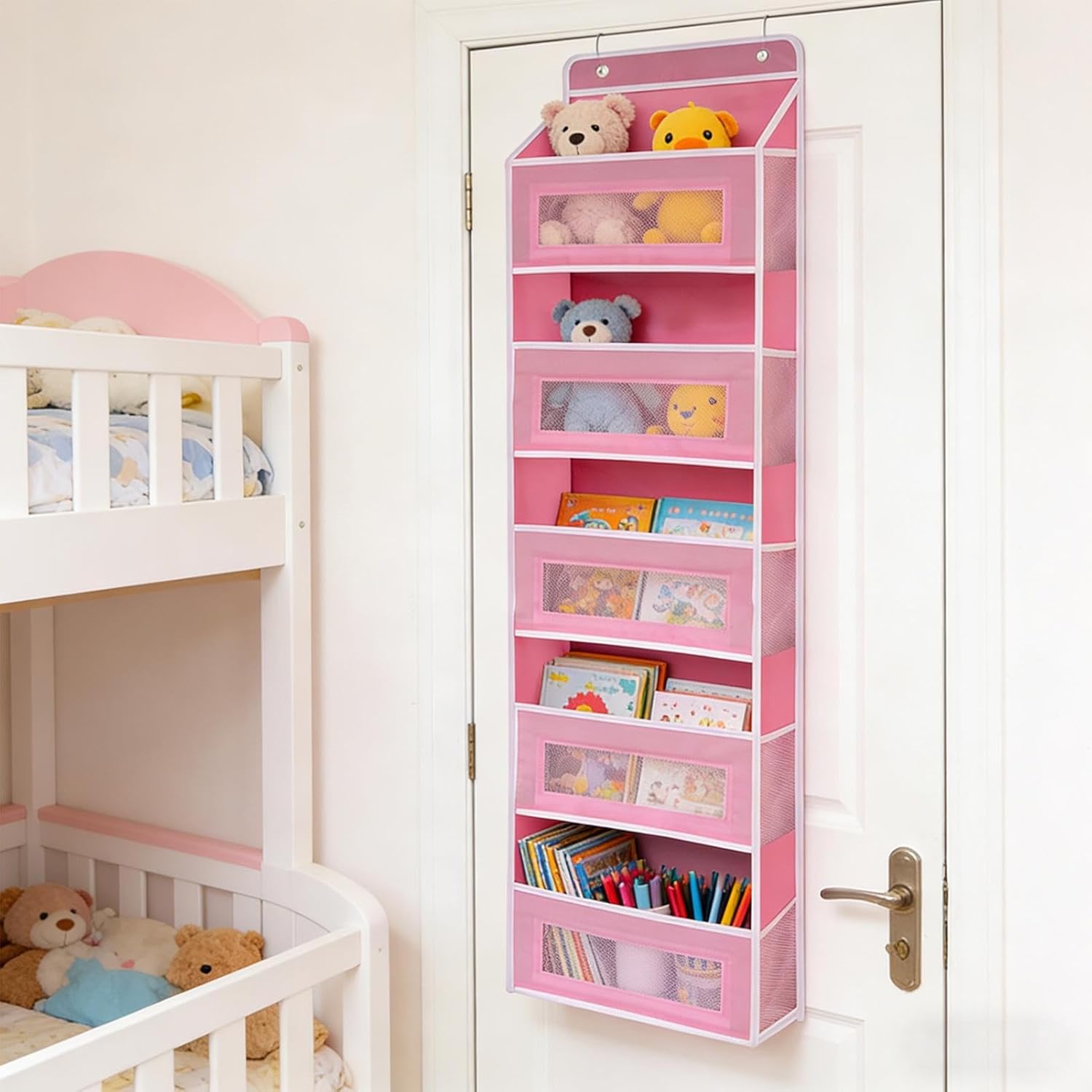 Over The Door Organizer - 5-Tier Heavy Duty Holder | 44 Lb Load Capacity Behind-the-Door Organizer For Clothes, Accessories, Pantry Items And , Closet, Bedroom, Nursery, Bathroom, Kitchen