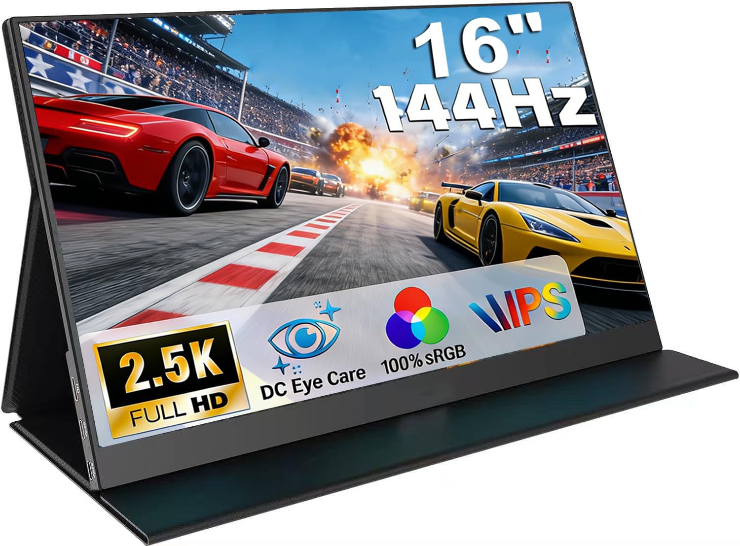 16 2 5K 144Hz Portable Gaming Monitor - HDR Eye Careful 100 sRGB 2560x1600 Ultra-clear IPS HDR Portable