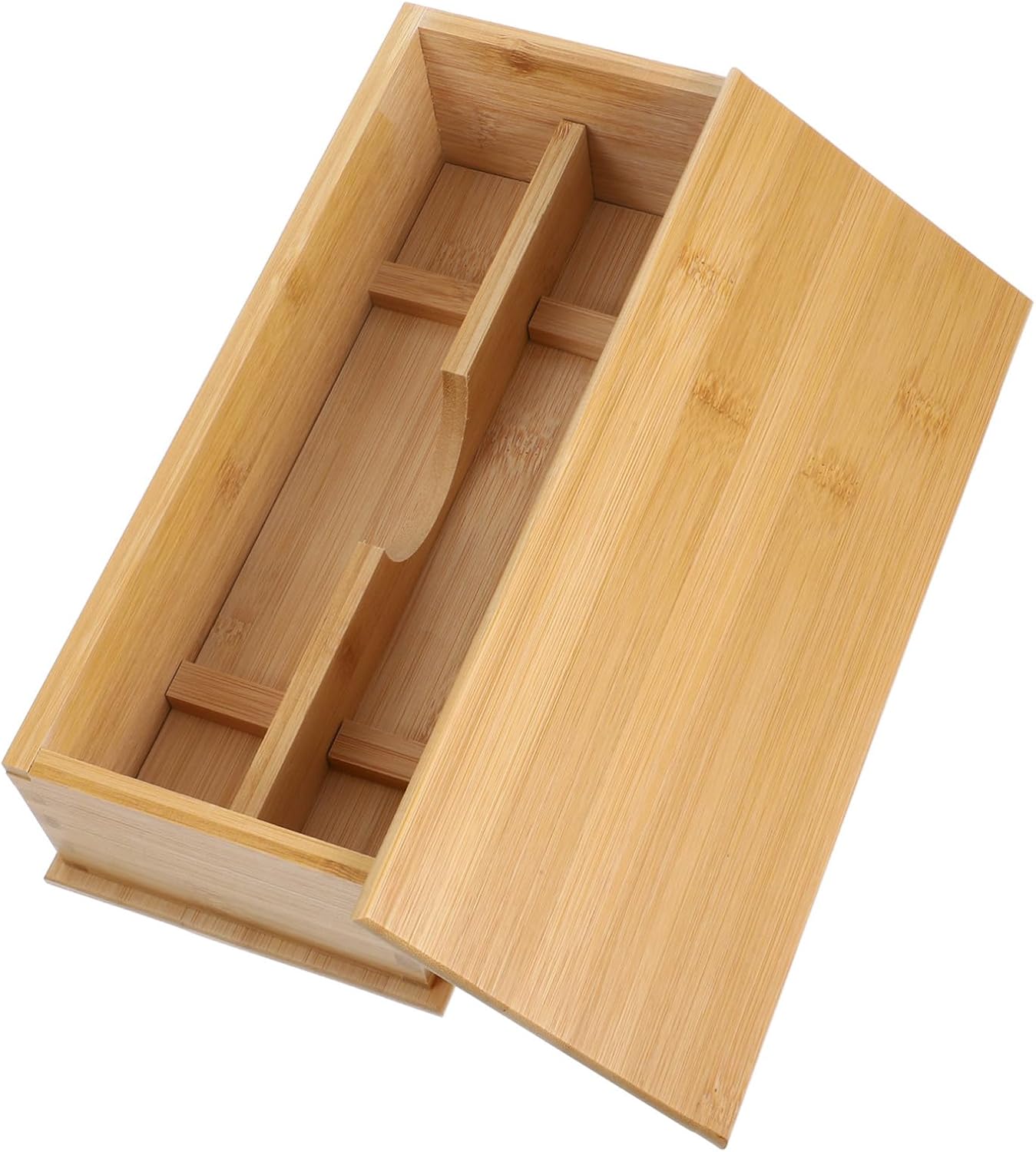 KICHOUSE Stackable Cutlery Organizer Bamboo Utensil Holder Kitchen Cutlery Drainer Drawer Organizer for Kitchen Table Spoon Holder