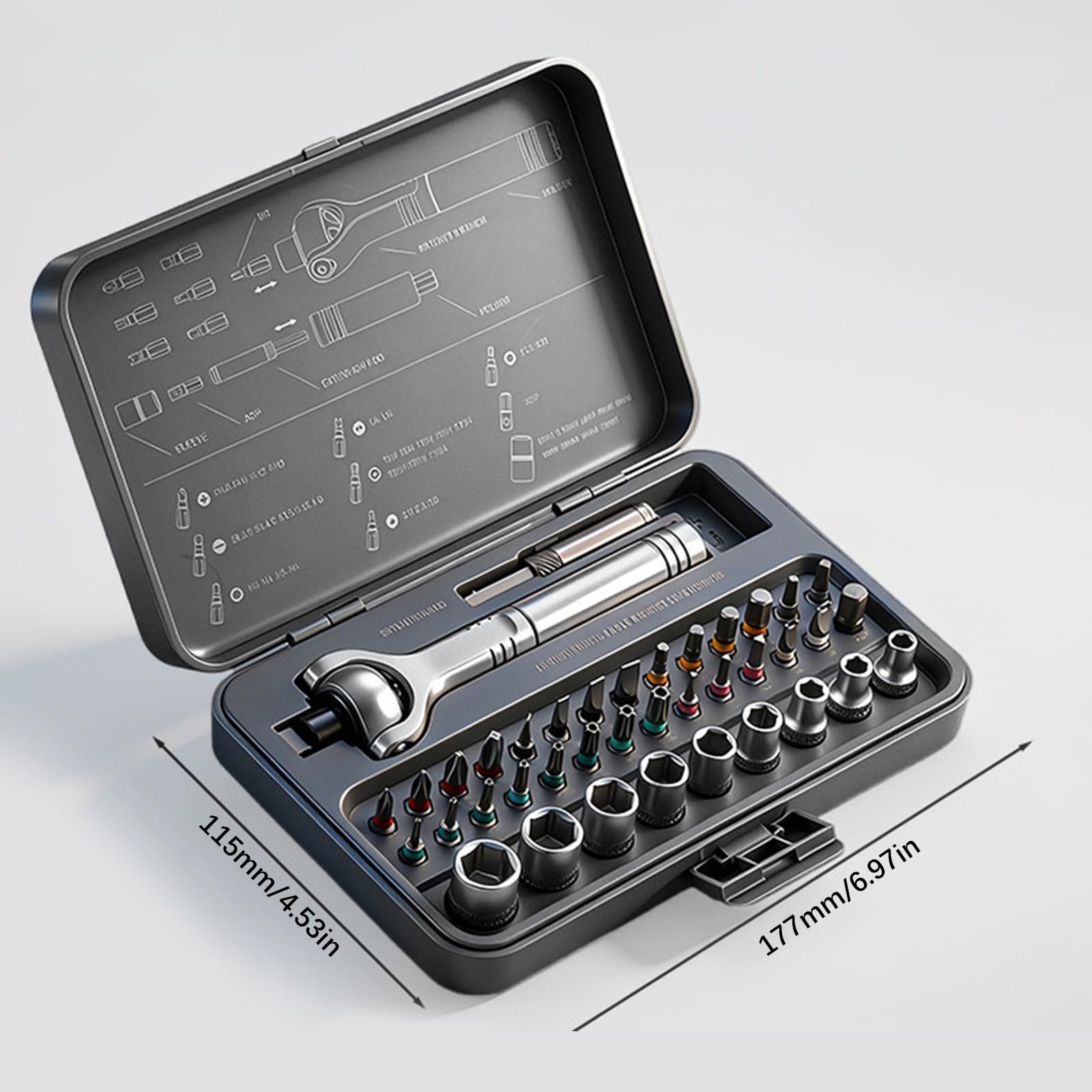Set di cacciaviti magnetici professionali a cricchetto, 40 in 1, punte in acciaio, ergonomiche, riparazione domestica per dispositivi elettronici, set di cacciaviti di precisione