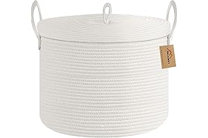 White Rope Storage Basket with Lid