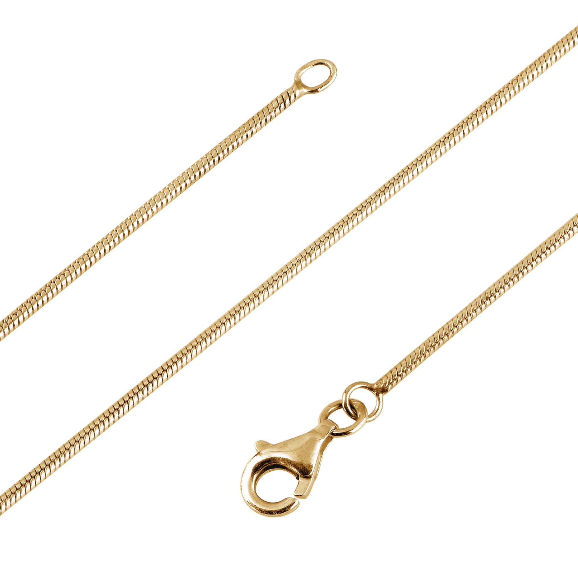 Schlangenkette vergoldet 925 Silber Damen 1 mm Halskette 101021-5 | goldene Silberkette Gold Kette Goldkettchen in den Längen 42 45 50 60 70 cm verfügbar