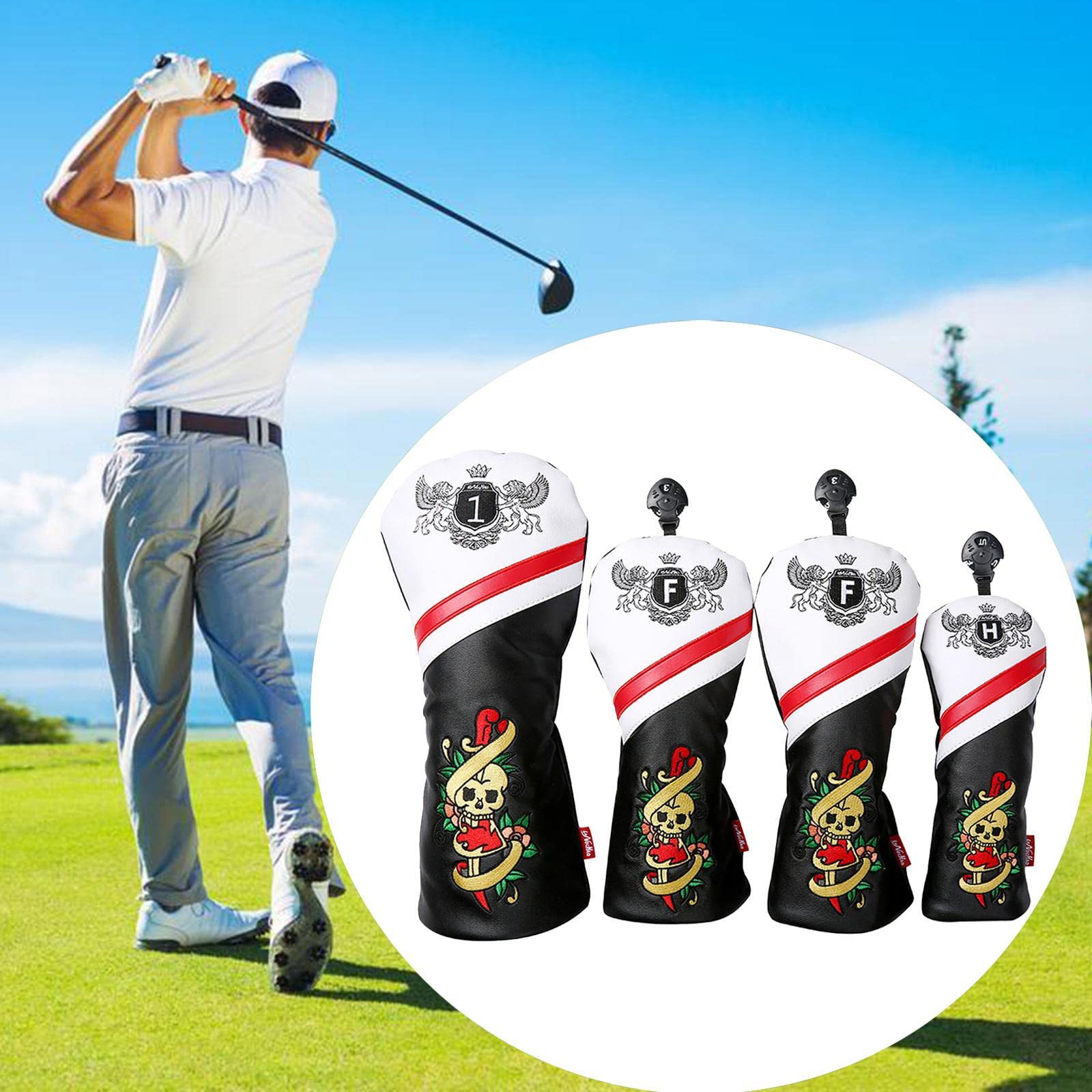 4 Fundas de Golf de PU Antideslizantes, Fundas de Viaje Antiarañazos para La Cabeza del Palo, Golfistas.