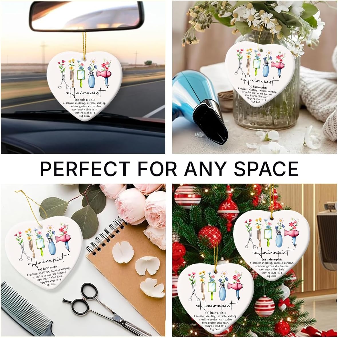 Hairdresser Christmas Ornaments 2025, Hairdresser Gifts for Women, Barber Ornaments for Christmas Tree, Ceramic Ornament Christmas Tree Decorations, Salon Decor for Hair Stylist - Image 7