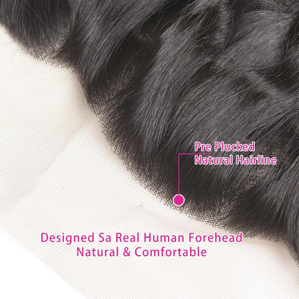 13x4 Lace Frontal Closure Deep Wave 180% Density, 100% Brazilian Virgin Human Hair Ear to Ear HD Lace Frontal Pre Plucked Natural Black Color (13x4 Deep Wave, 24inch)