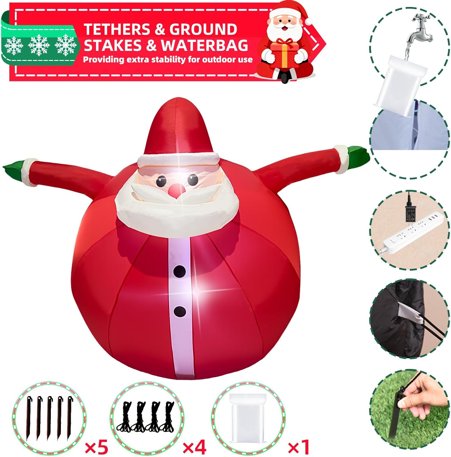 christmas inflatable 9ft wide santa claus outdoor decoration with built-in led lights, christmas blow up yard decorations, inflatable santa claus decoration for indoor?garden, lawn 9ft santa claus