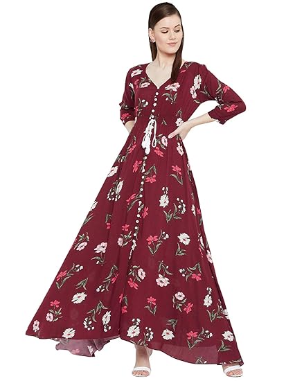 Berrylush Smocked Paisley Short Sleeves Print Casual Maxi Dress | Polyester