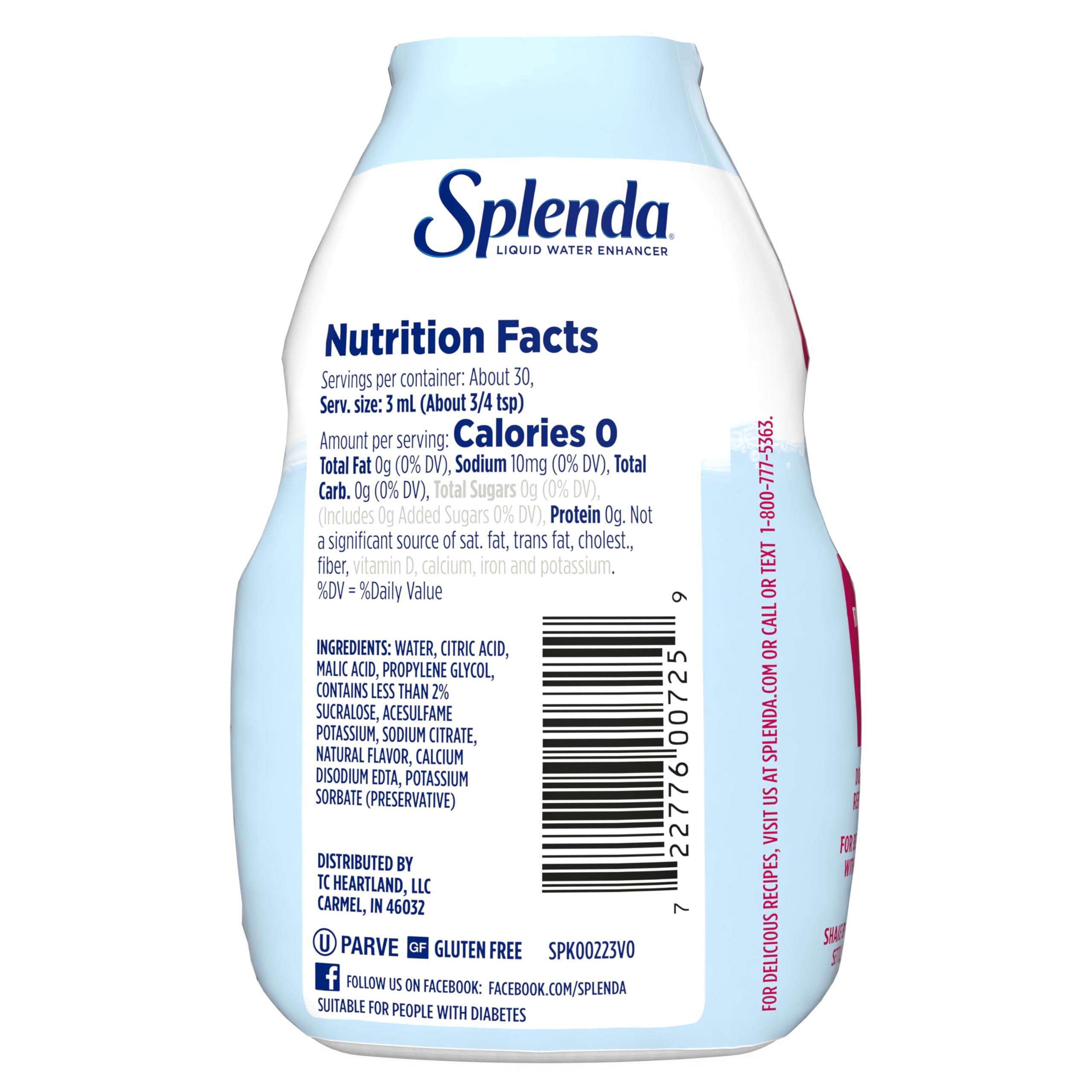 SPLENDA Liquid Water Enhancer Drops, Sugar Free, Zero Calorie, Natural Flavor, Concentrated Drink Mix, 3.11 Fl Oz Each Bottle (Strawberry Watermelon Clear, 2 Pack)