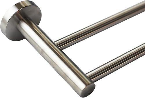 Miniatura 7 de Toallero doble moderno de alta calidad con base redonda (24 pulgadas), acabado cepillado, hecho de acero inoxidable, resistente al agua y al óxido,