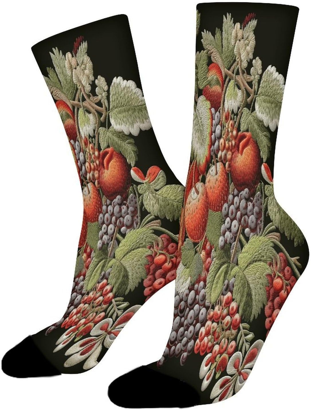 Fruits And Leaves Crew Sock High Stocking Grippy Socks | Socks for Men & Women,Stockings-Long Thin Tube Sports, Breathable Soft Athletic for Nurses,Travel