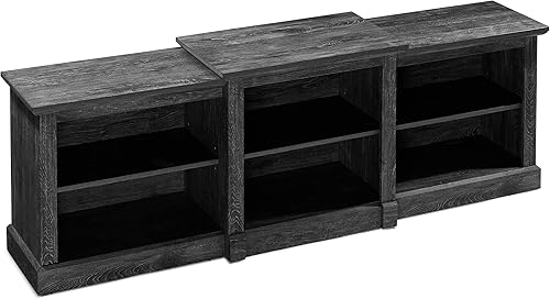 Miniatura 57 de ROCKPOINT Moderno soporte de consola asimétrico de 2 puertas para televisores de hasta 58 pulgadas, 52 pulgadas, color blanco Blanco,Carbón