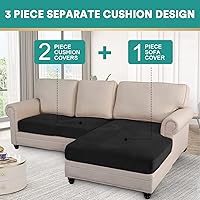 Vista 2 de OKYUK Fundas para sofá modular, 3 piezas, fundas de cojín de terciopelo para sofá, en forma de L, funda de cojín separado para sofá, protector