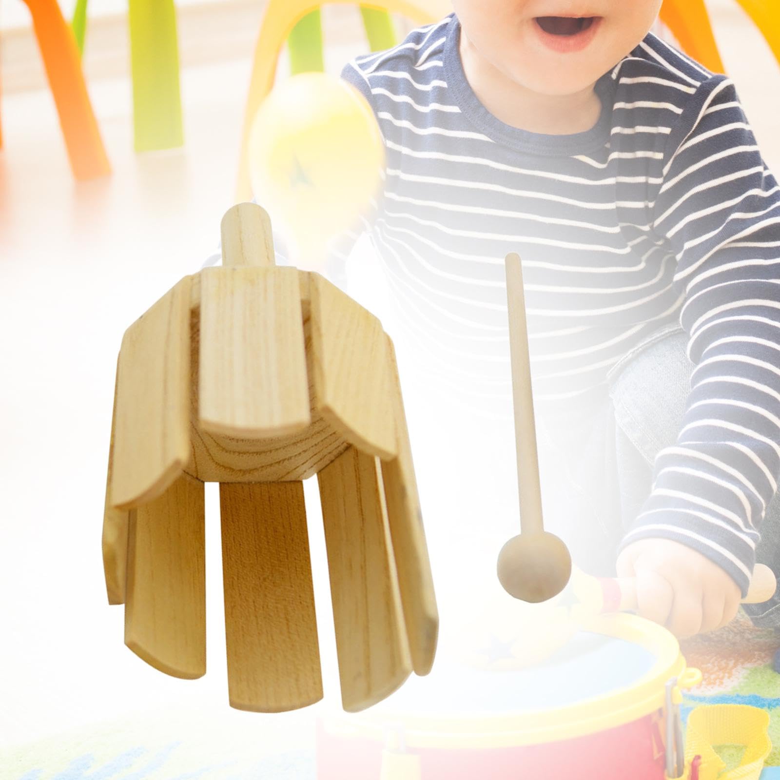 harayaa Holzrührtrommel, Kinder-Holzschlaginstrument, Montessori-Erleuchtung, Holzsounder mit Schlägel für Familiensitzungen