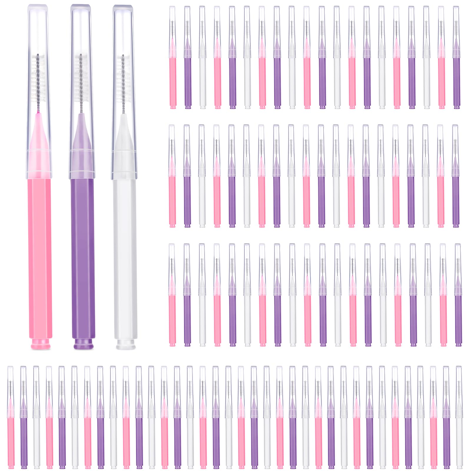 Patelai 100 Pcs Braces Dental Brushes,Pastel Colors,Mixed Size