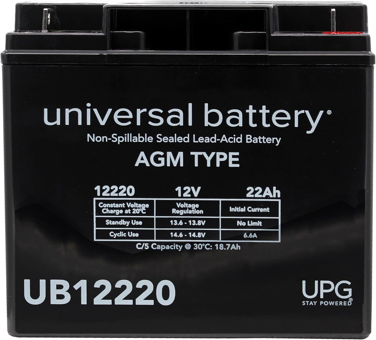 Universal Power Group 12 Volt 22 Ah AGM Sealed Maintenance Free Battery