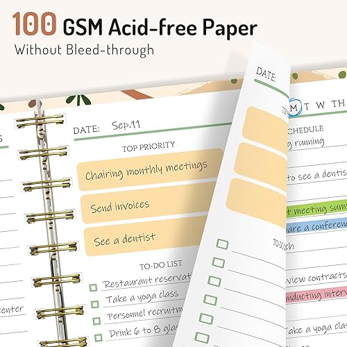 Miniatura 6 de Planificador diario estético sin fecha, agenda de tareas pendientes con horario, agenda de trabajo de tapa dura A5 para mantenerse organizado y