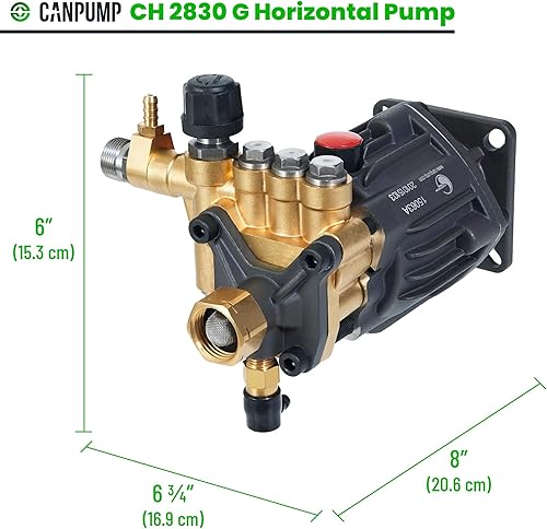 Miniatura 7 de Canpump CH 2830 G: 2800 psi @ 3 US gpm Pressure Washer Replacement Pump, 3/4-inch Horizontal Gas Shaft