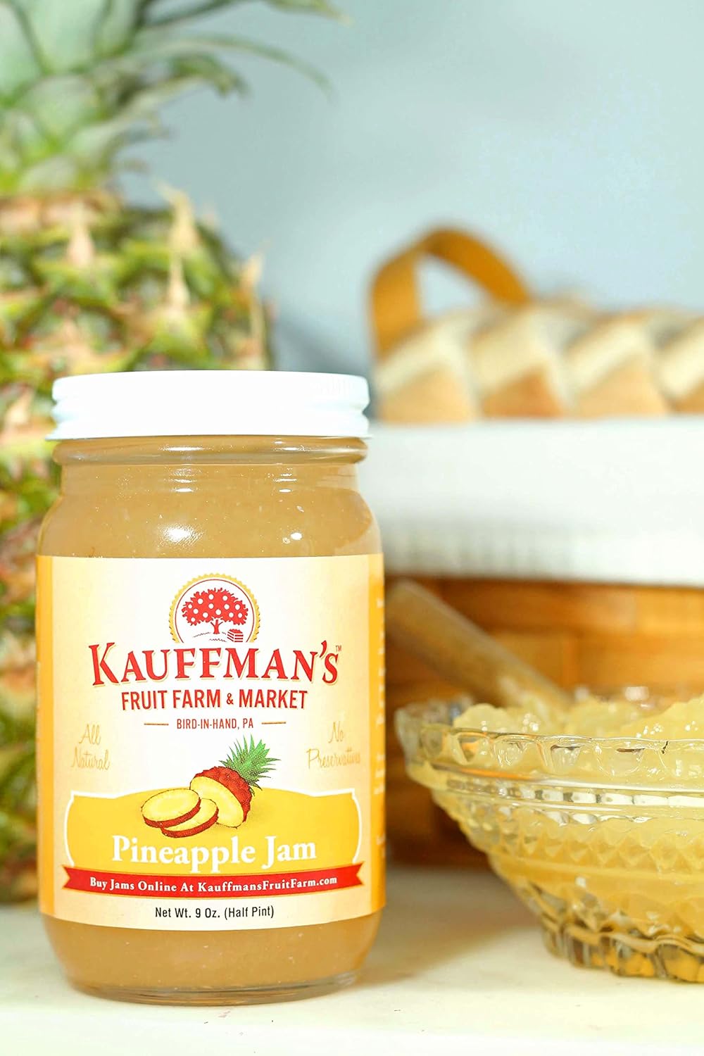 Kauffman Orchards All-Natural Pineapple Jam, No Preservatives, 9 Oz. (Pack of 6)