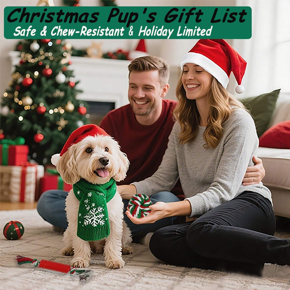 Dog Toys 15 Pack for Teeth Cleaning and Fun, Puppy Teething Chew Toy with Gift Box, Variety Tug Rope Balls & Rubber Rings Bulk for Puppies