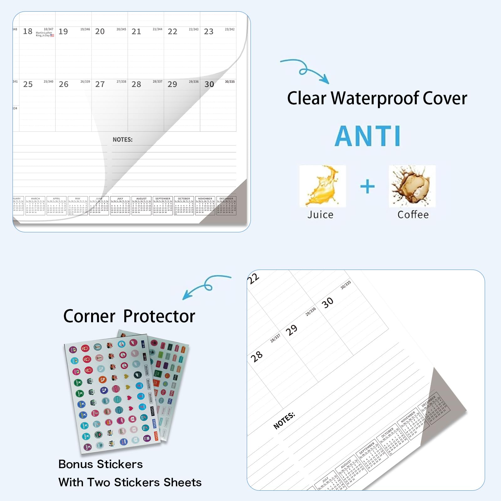 Tischkalender 2026–2027 – Dayvorax Tischkalender Juli 2026–2027 Dez, 34 x 23 cm, großer Tischkalender mit dickem Papier, Kunststoffeinband, großer Kalender für Zuhause und Büro