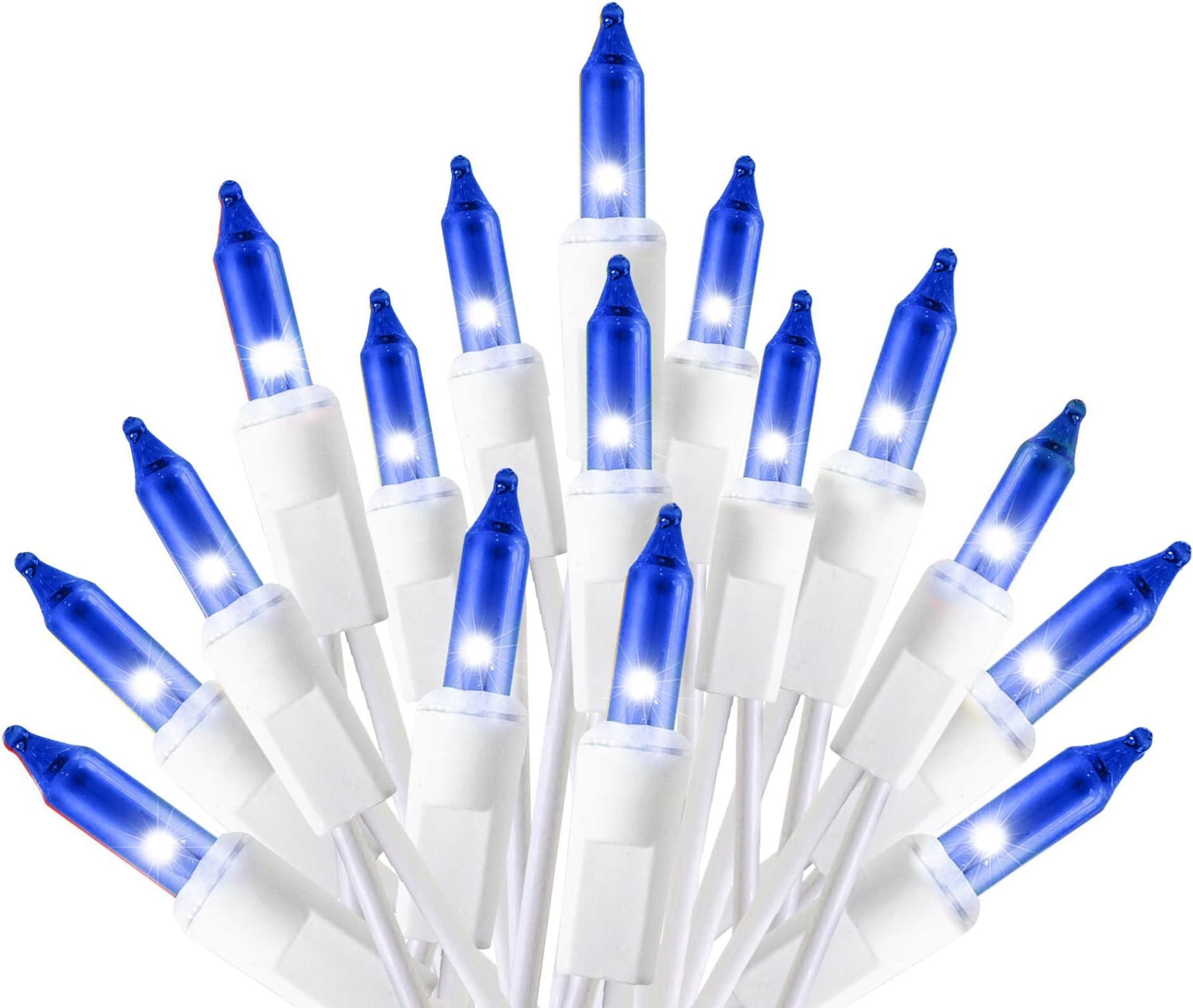 FUNPENY Christmas Lights, 150 Lights 33FT Incandescent Mini String Lights White Wire for Indoor Outdoor Christmas Tree Xmas Party Home Decorations (Blue)