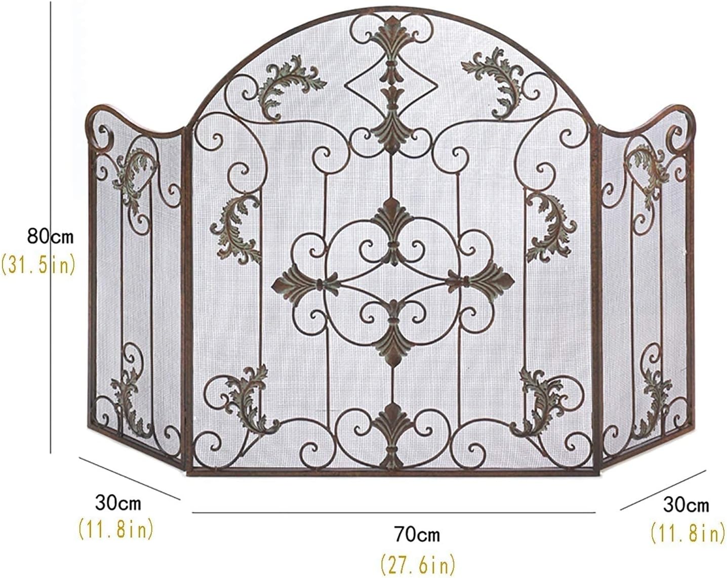 Heavy Duty 31" Solid Iron Fireplace Screen Guard - Durable Mesh Fire Place Fence Protector for Home Safety & Decoration