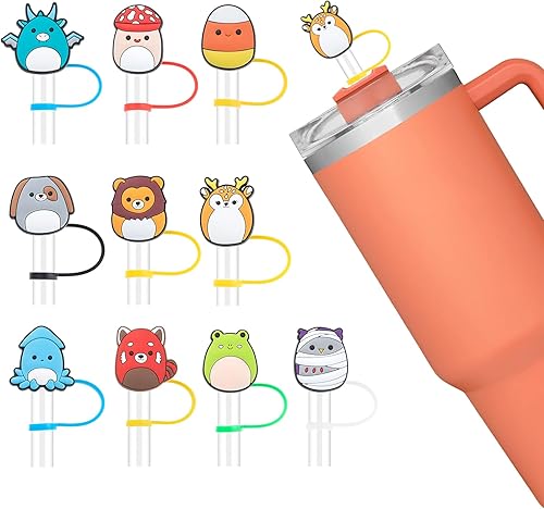 10 fundas de paja Stanley de animales de 9 a 0.394 in, tapas de popote reutilizables para vasos Stanley de 3040 onzas, adornos de popote disponible en Yaxa Peru