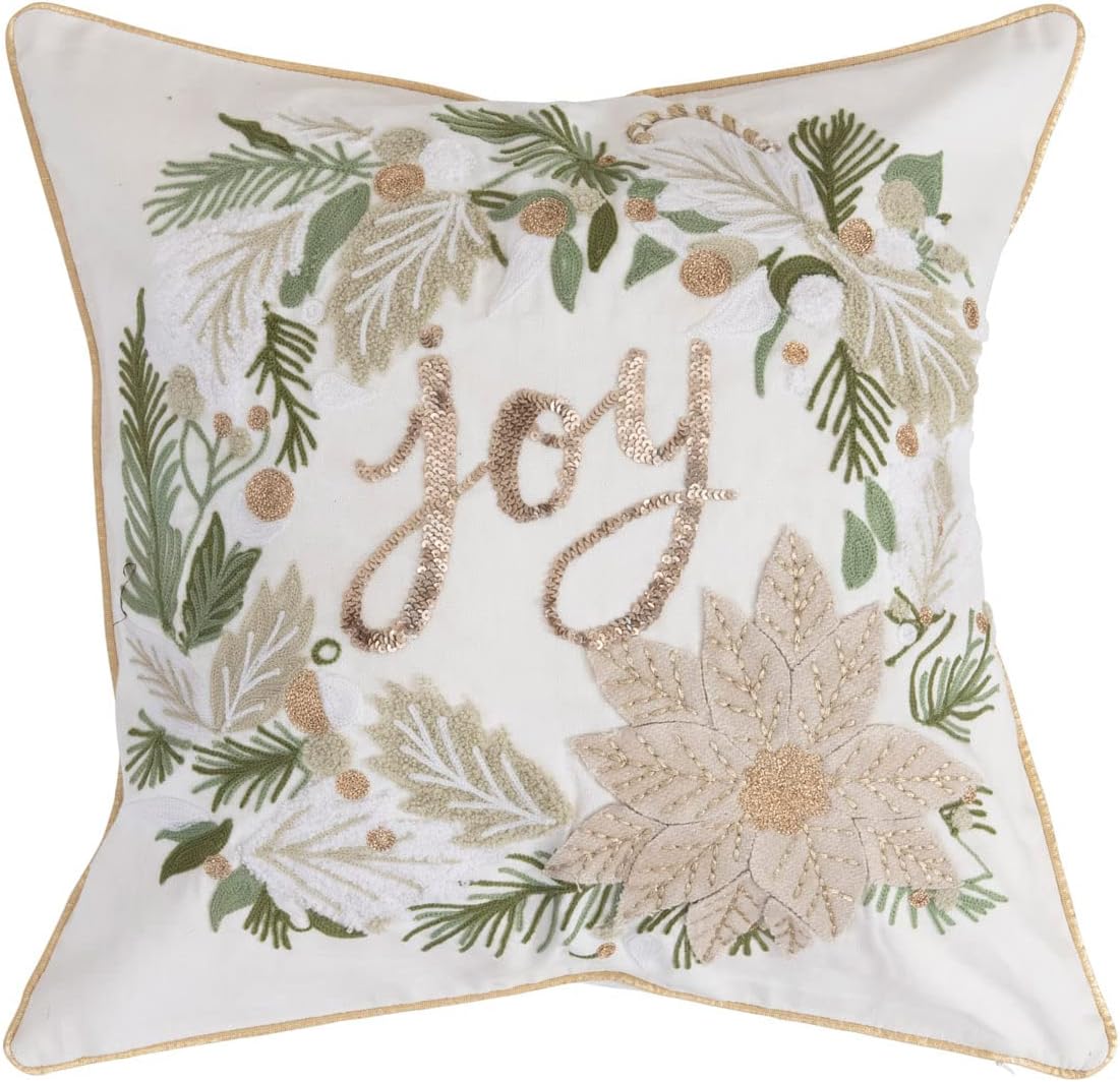 Creative Co-Op 18" Square Beaded Cotton Pillow