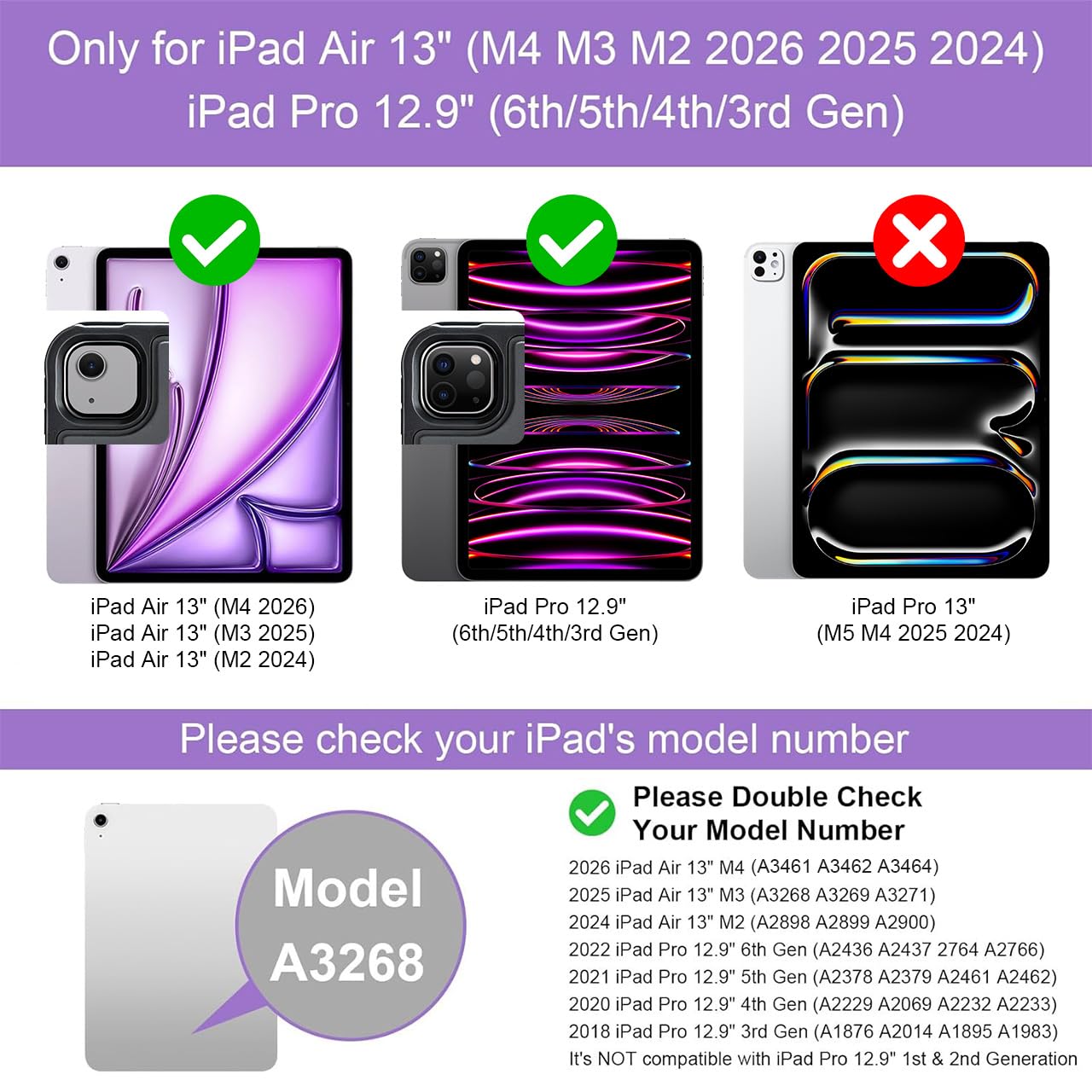Funda con Teclado para iPad Air 13 Pulgadas (M4/M3/M2, 2026/2025/2024), Teclado Inalámbrico para iPad Pro 12,9 6ª/5ª/4ª/3ª, Desmontable Magnéticamente, Trackpad, Retroiluminación en 7 Colores (Gris)