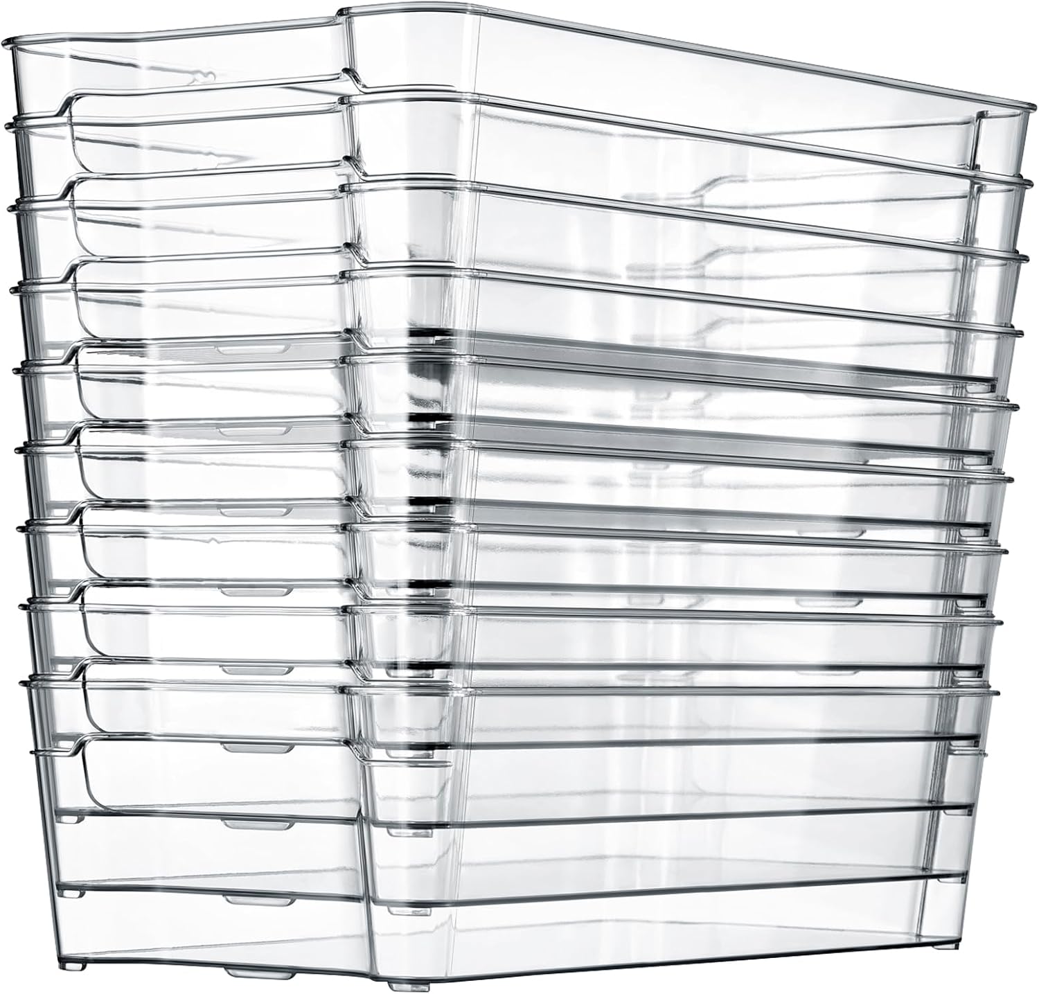 NutriChef Refrigerator Set Organizer Bins - Stackable Clear Plastic Bin with Handles, Egg Tray - For Fridge, Freezer, Kitchen, Cabinet, Countertops, Pantry - BPA Free Food Storage Rack