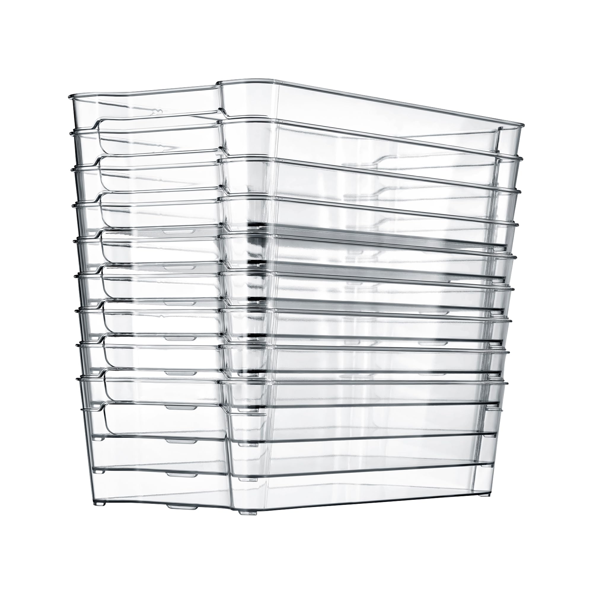 NutriChef Refrigerator Set Organizer Bins - Stackable Clear Plastic Bin with Handles, Egg Tray - For Fridge, Freezer, Kitchen, Cabinet, Countertops,