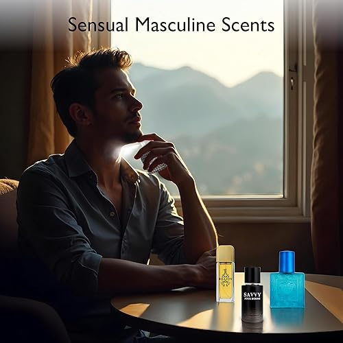 Miniatura 5 de NovoGlow Signature Scent Mini Colonia Set para Hombre  4 Fragancias Savvy, 1 mil millones, Versículo y San Valentín. Cuenta con notas amaderadas,