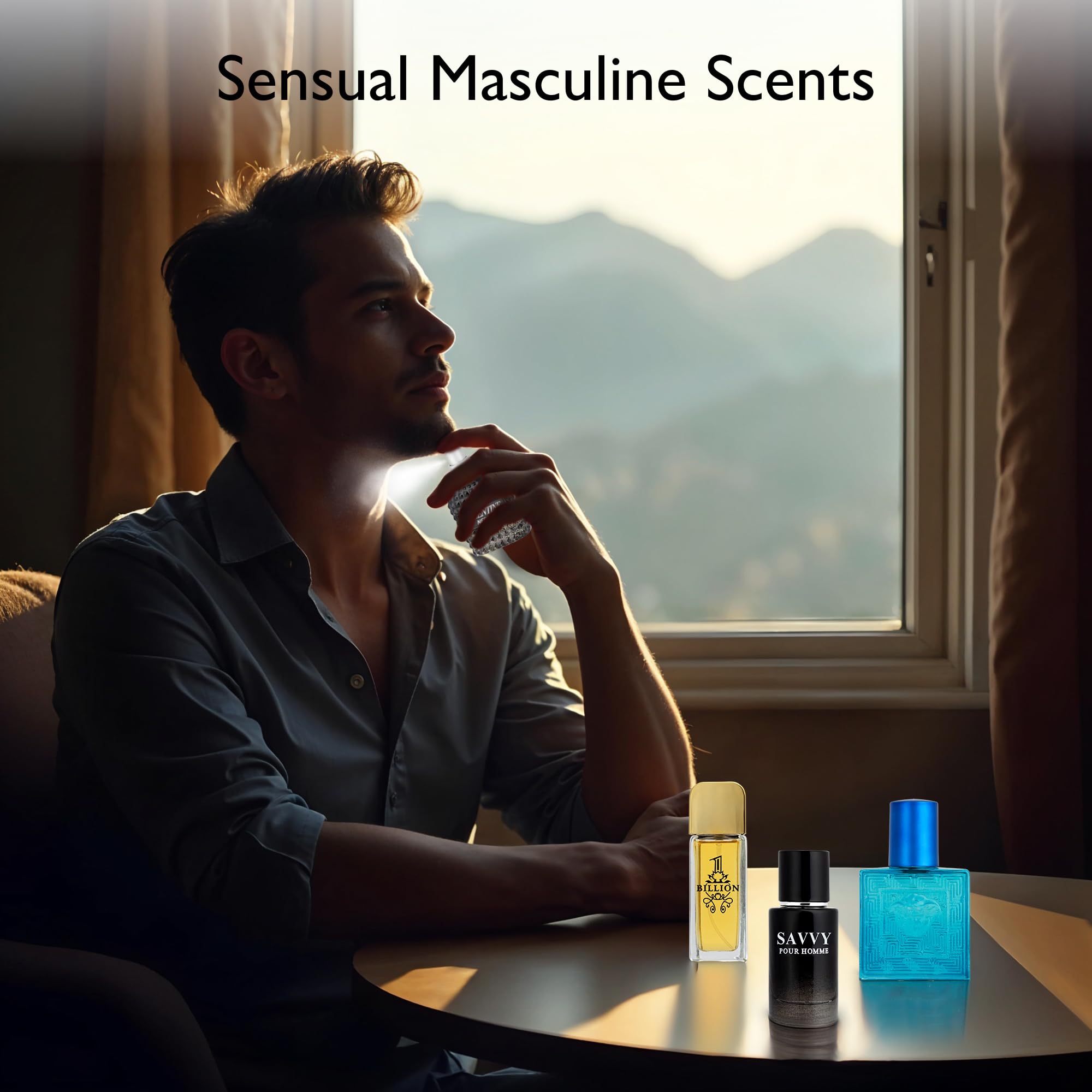 Signature Scent 4-Piece Mini Fragrance Set for Men Includes Salvage/1 Billion/Verse/Valentine Collection of Woody, Spicy, Citrus & Aromatic Fragrance Non-Irritating Ingredient Each One in 30ml Bottle