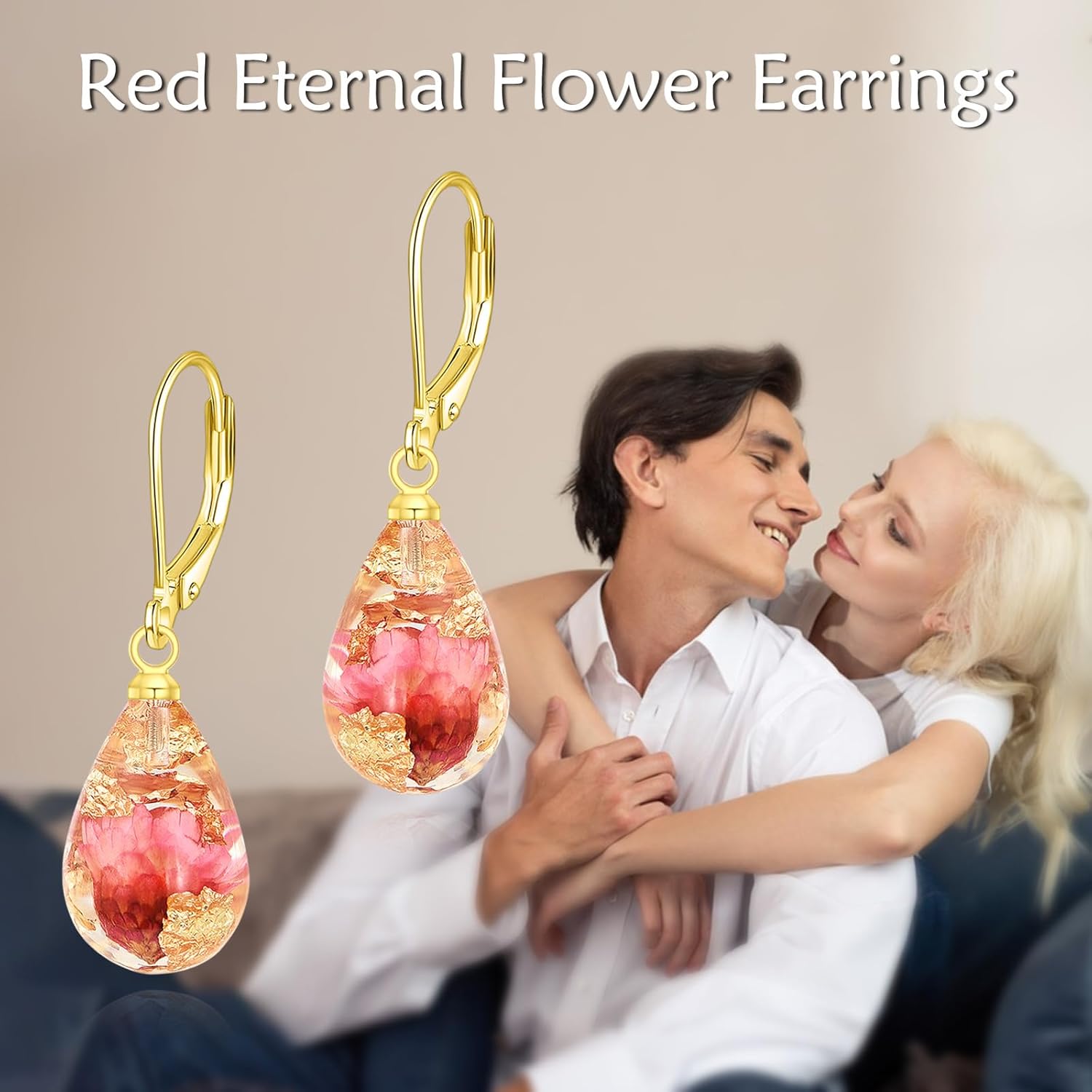 POPLYKE 925 Sterling Silver Pressed Flower Earrings Teardrop Dangle Drop Leverback Earrings for Women Jewelry