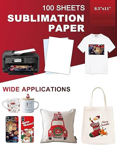 InkPro Papel de sublimación A4 100 hojas 8.3x11.7 prensa de calor DIY para impresora de inyección de tinta Epson Canon HP con tinta de sublimación
