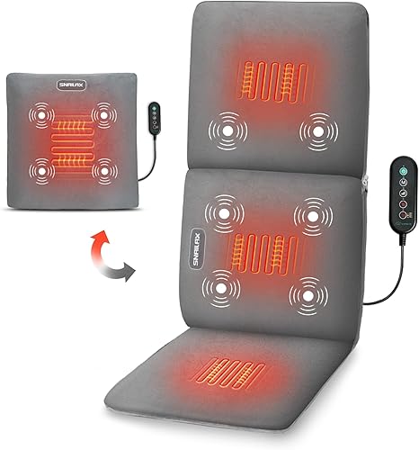Miniatura 1 de Snailax Cojín de asiento de masaje 2 en 1 y almohada de masaje, masajeador de espalda con calor y vibración para cuello, hombros, espalda, abdomen,