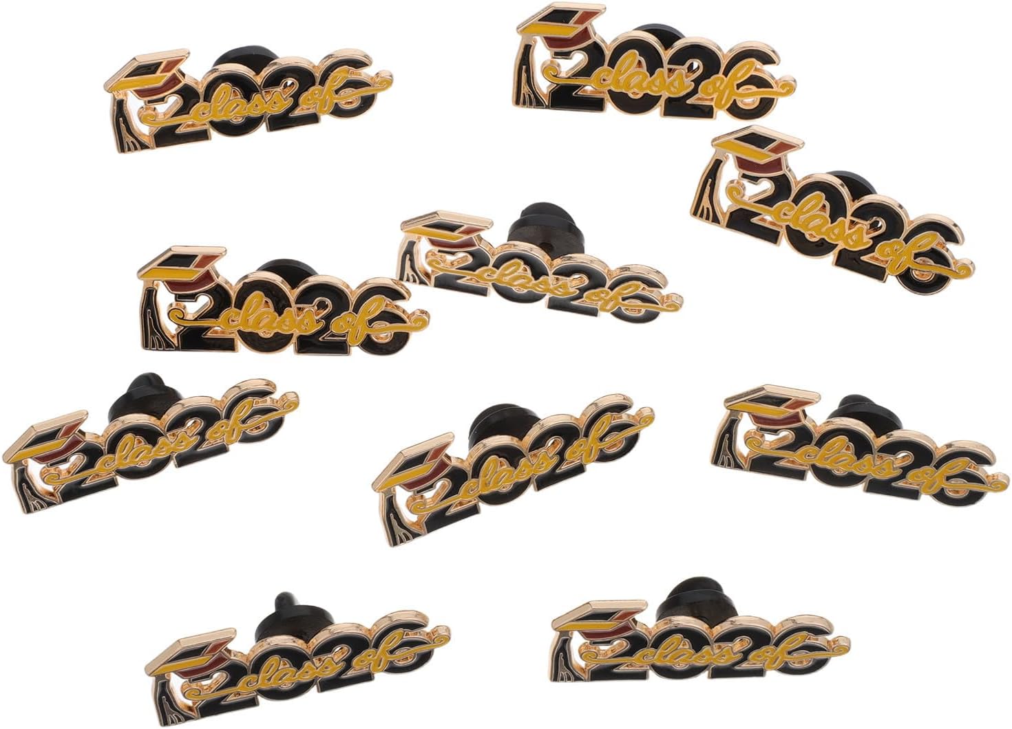 10pcs Class of 2026 Graduation Lapel Badge Pin in Zinc Alloy Black