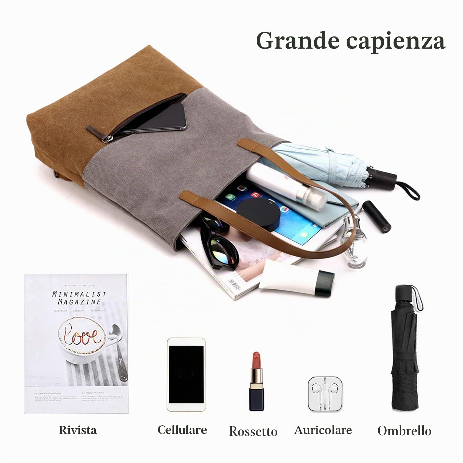 Donna Borse a Spalla Zaino in Tela Casuale Borsa a Mano Zaini Borsa Tote per Shopping Viaggio Lavoro Uso Quotidiano Blu