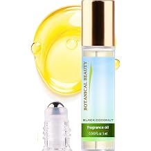 Botanical Beauty BLACK COCONUT FRAGRANCE OIL ROLL-ON. Rollerball Perfume, luxury scent, blend of Coconut Blossom, Pineapple, Bergamot, Sandalwood, Musk, Vanilla, Mimosa, Jasmine 0.169 Fl Oz 5 ml