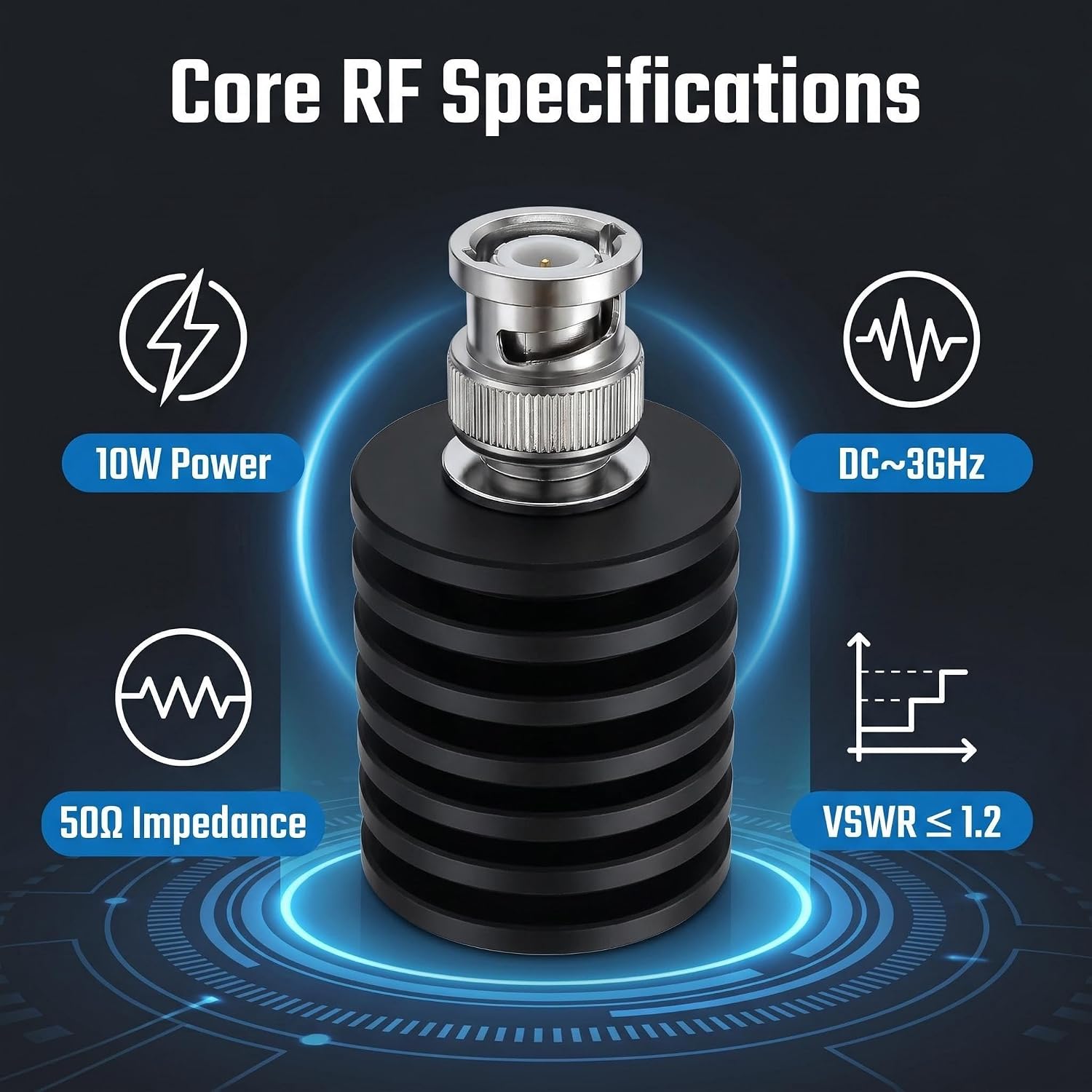 10W BNC Dummy Load,DC-3GHz 10 Watt 50 ohm Dummy Load for Radio Transmitter | 10W Ham Radio Dummy Load with BNC Connector,Low VSWR Q9 RF Termination Load for Communications Equipment for Antenna Testing