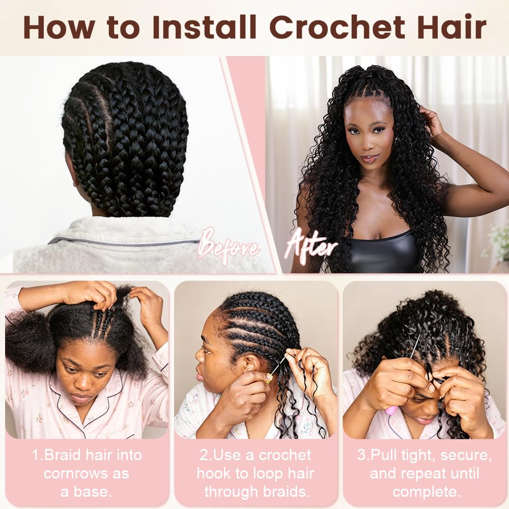 MENGLLE Burmese Curly Human Hair Crochet Hair Pre Looped for Black Women, Knotless Crochet Human Hair Extensions, Feathered Soft Curly Crochet Hair Bundles, Natural Looking, Tangle Free 18Inch 4#