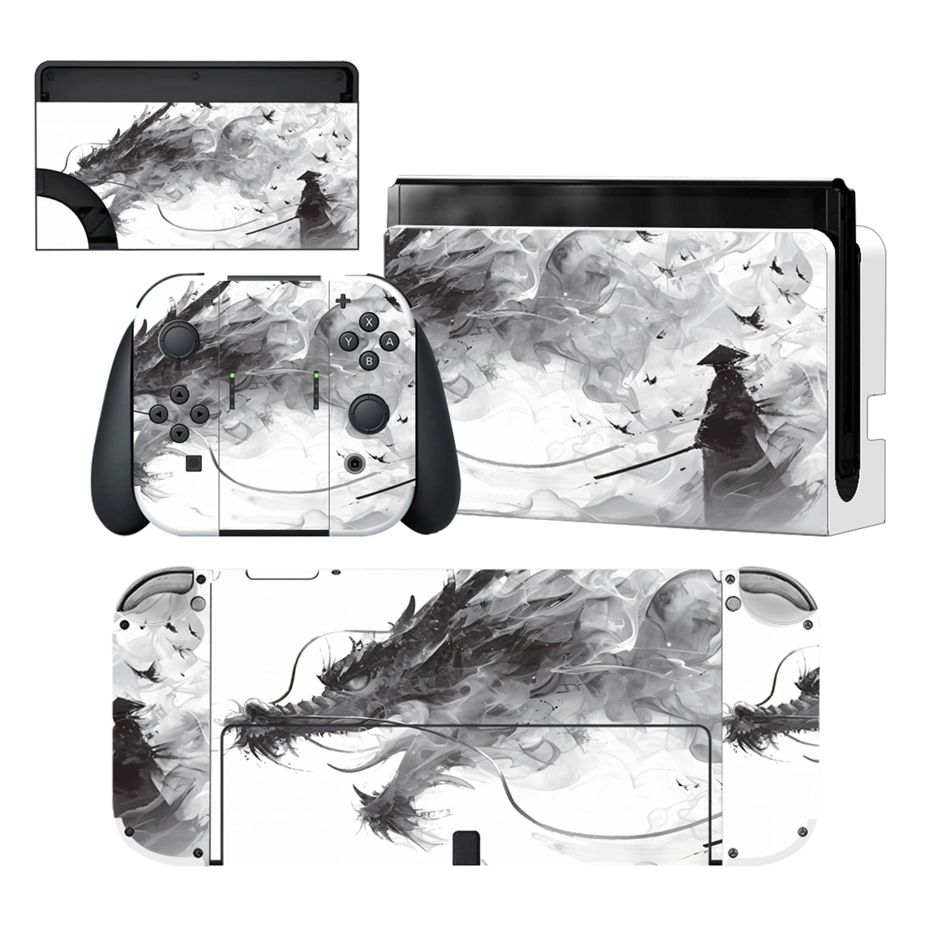 PlayVital Pegatina Protectora Completa para Nintendo Switch OLED - Calcomanías Decorativas para Joy-con y Consola, Skin Stickers Adhesivos (Azul Nebula) — view 52