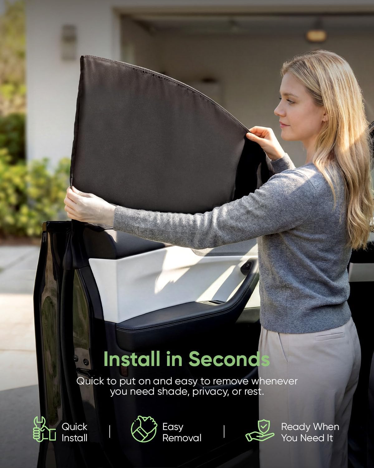 TEMAI Side Window Sunshades 6PCS for Tesla Model Y Juniper 2025-2026, [UPF 50+] Full Blackout Privacy Car Window Covers, Titanium Silver Heat Shield, Window Roll Down Compatible, Car Camping Gear