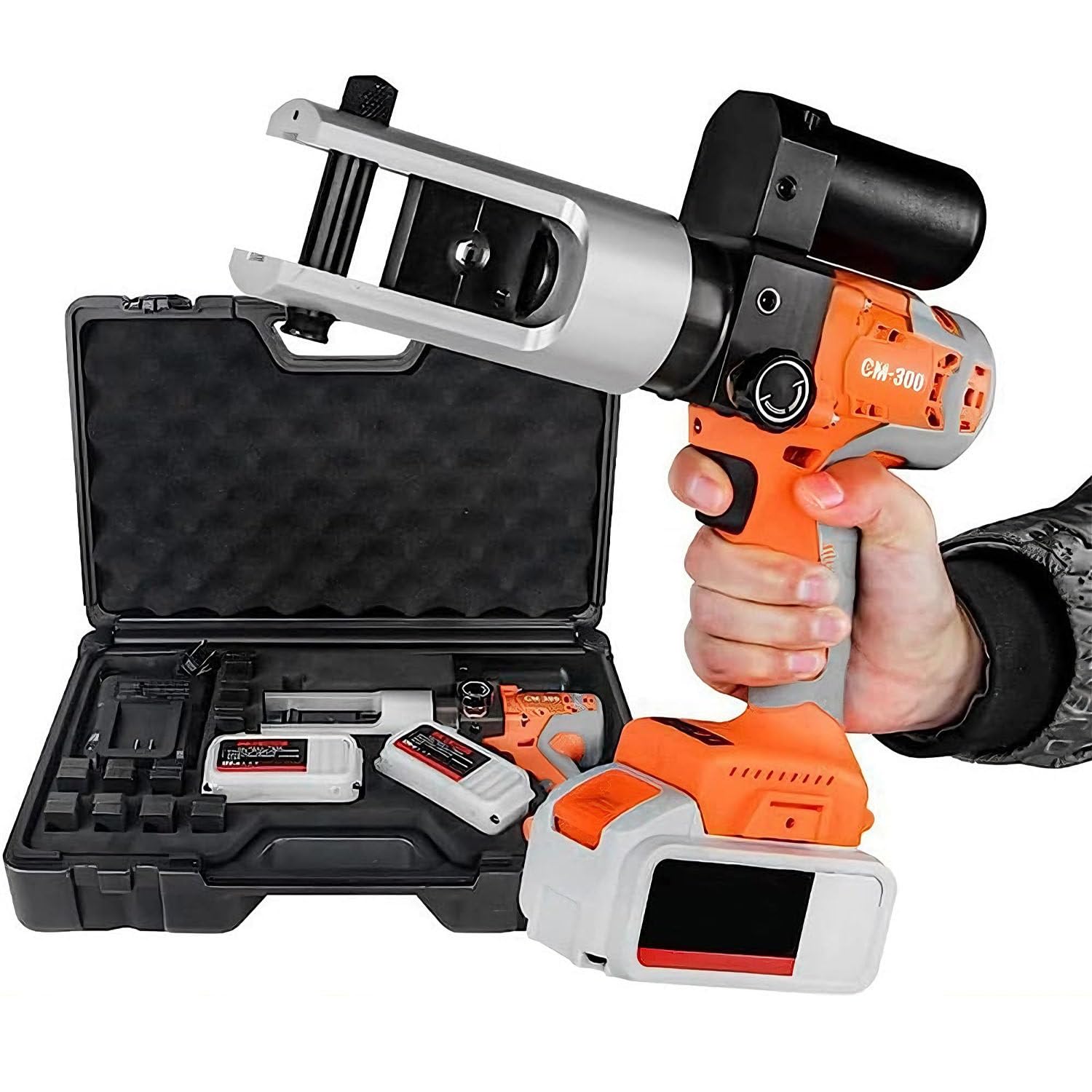GYKOZY Electric Hydraulic Crimping Pliers Rechargeable Hydraulic Pliers, 16-300mm² Battery Powered Cable Crimping Tool Terminal Crimping Plier for Copper & Aluminium Terminal