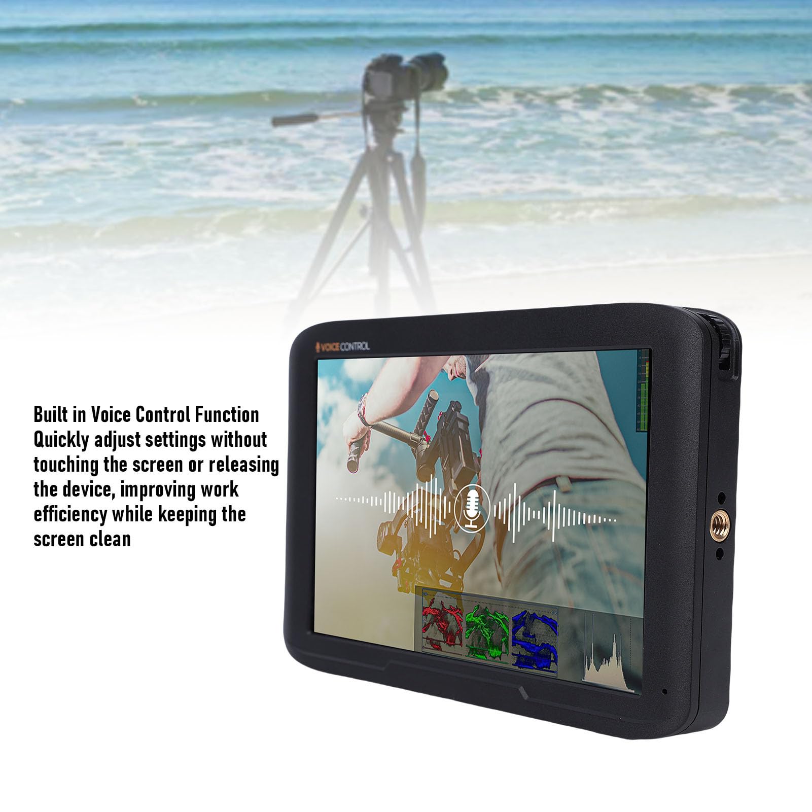 Sxhlseller Monitor da Campo per Fotocamera FHD da 7" | HDMI 2.0 4K 60Hz con Strumenti Professionali, Controllo Vocale e Opzioni di Alimentazione Multiple per Fotografia e Videogra